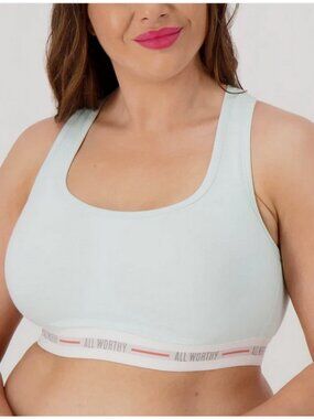 All Worthy Cotton Racerback Lounge Bra Blue Glass Size Small NWT